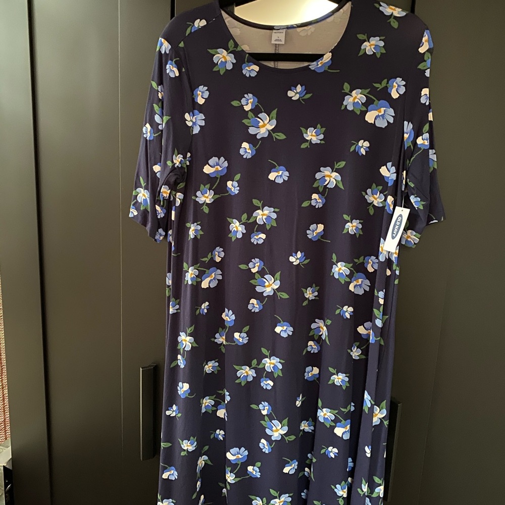 Old Navy Swing Dress Navy Floral Large